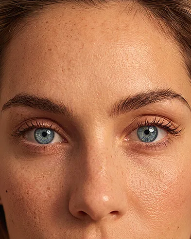 Detalhe do olhar de uma mulher, com a região periocular em foco